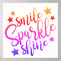 Smile Sparkle Shine - rainbow colours poster