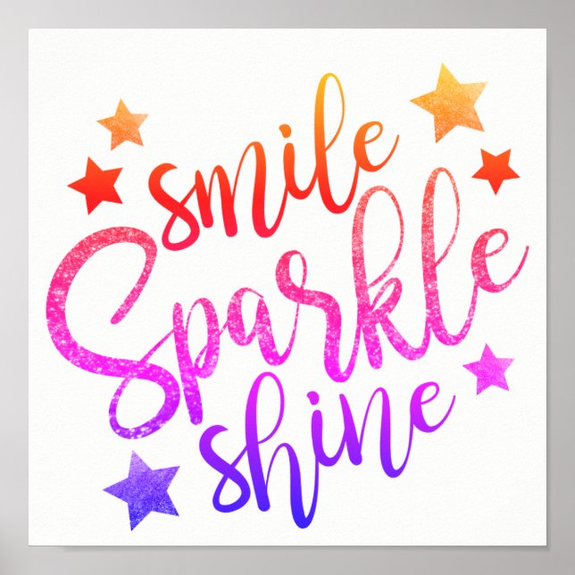 Smile Sparkle Shine - rainbow colours poster (Front)