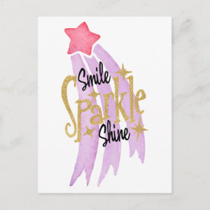 Smile Sparkle Shine Star Word Art Postcard