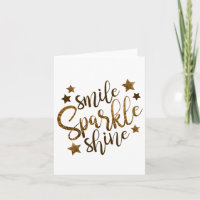 Smile Sparkle Shine, stars gold greeting card