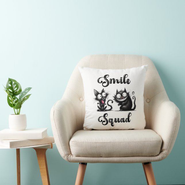 Smile Squad with Funny Cats Design Cushion (Chair)