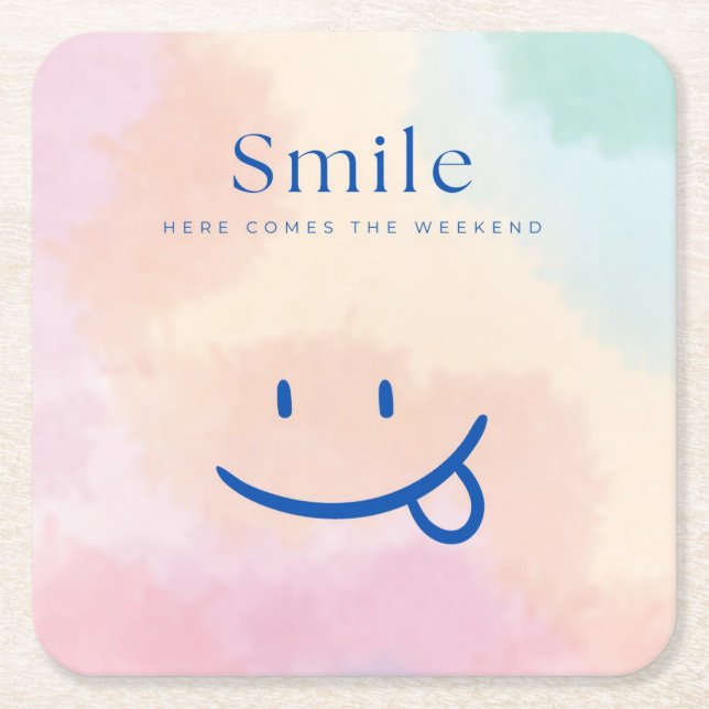 Smile Square Paper Coaster (Front)