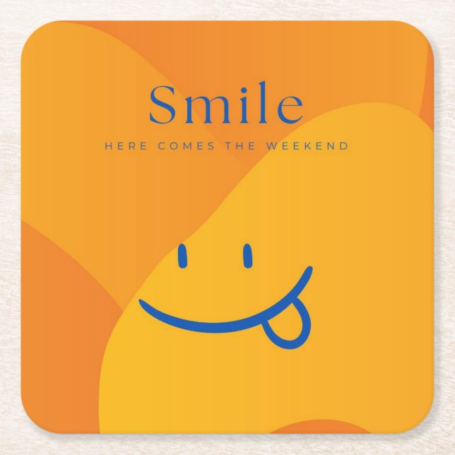 Smile Square Paper Coaster (Front)