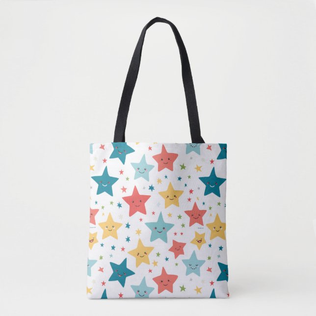 Smile Stars Fun Nursery Happy kids Pattern  Tote Bag (Front)
