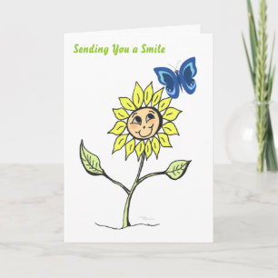 Smile Sunflower Butterflies Cheer up Greeting Card