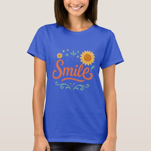 Smile Sunflower T-Shirt | Positive Vibes tee (Front)
