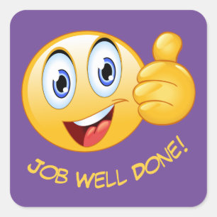 Smile & Thumbs Up Job Well Done Encouragement Square Sticker