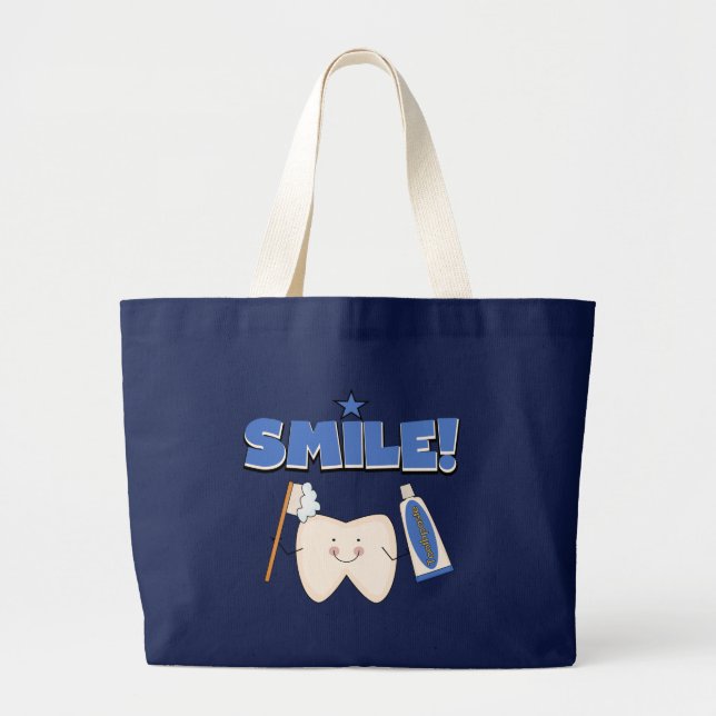 SMILE - Tooth T-shirts and Gifts Large Tote Bag (Front)