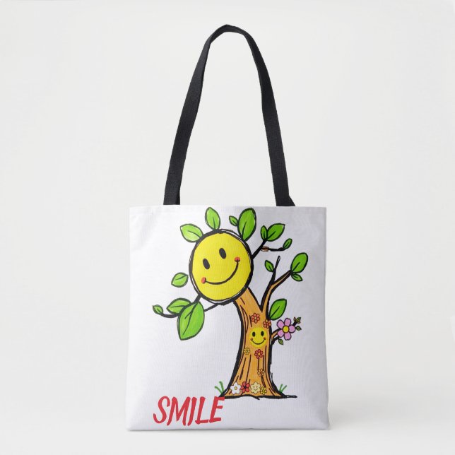 "Smile Tree" Positive Vibes  Tote Bag (Front)