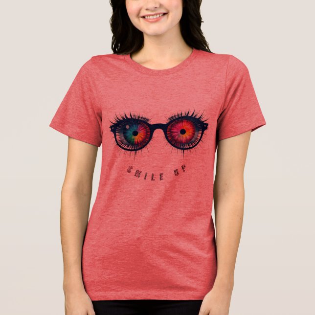 Smile up eye glass Tri-Blend shirt (Front)