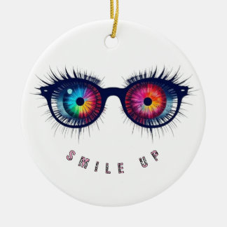 Smile up glasses ceramic tree decoration