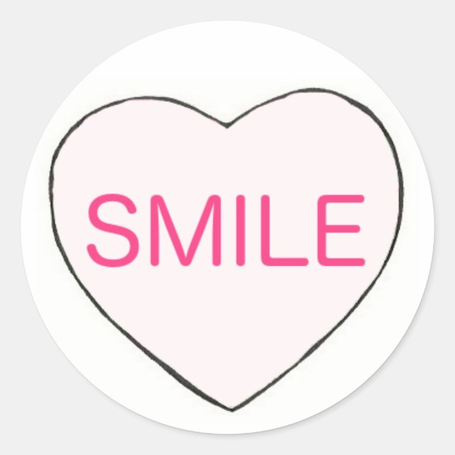 SMILE Valentine's Day Candy Heart Valentine Love Classic Round Sticker (Front)