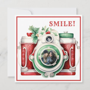 Smile   Vintage Camera  Christmas Photo Card