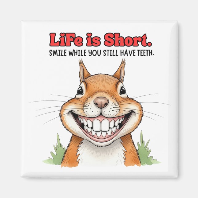Smile While You Still Have Teeth Funny Squirrel  Magnet (Front)
