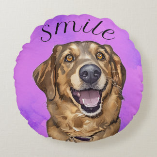 Smile With A Puppy keychain Round Pillow