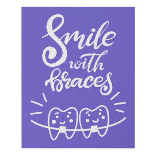 Smile With Braces   Smiling Teeth Faux Canvas Print