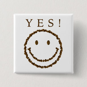 Smile with Coffee Beans 15 Cm Square Badge