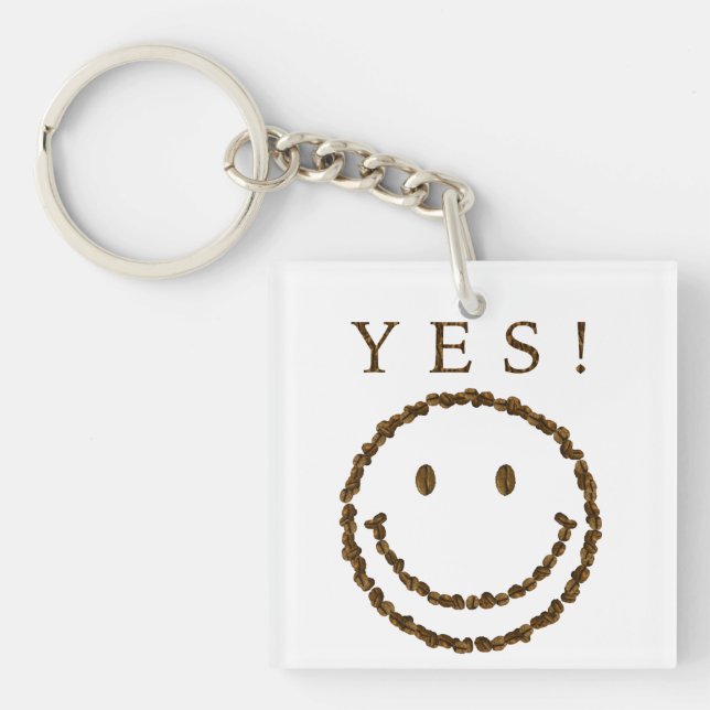 Smile with Coffee Beans Key Ring (Front)