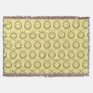 Smile with Coffee Beans Throw Blanket