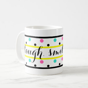 Smile Yellow Pink Turquoise Polka Dots Coffee Mug