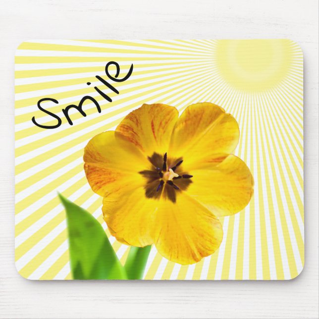 Smile - Yellow Spring Tulip Floral Photography Mouse Mat (Front)
