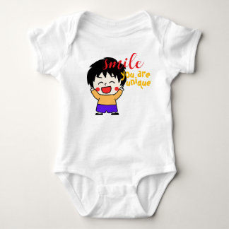Smile You Are Unique – Cute Cartoon Baby Bodysuit 