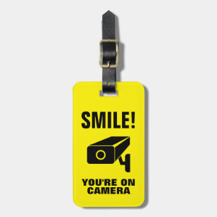 Smile you're on camera funny travel luggage tags