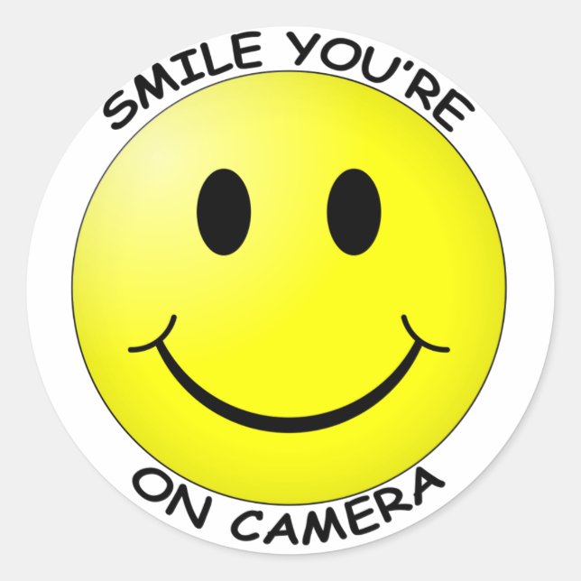 Smile You're On Camera Round Sticker (Front)