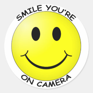 Smile You're On Camera Round Sticker
