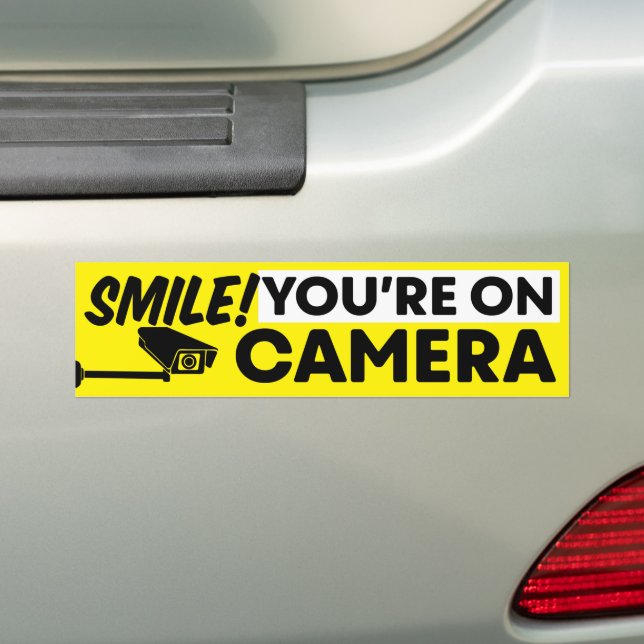 Smile You're On Surveillance Security Camera Bumper Sticker (On Car)