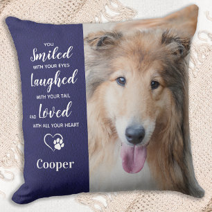 Smiled Laughed Loved Custom 2 Photo Pet Memorial Cushion