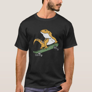 Smilemoretees Bearded Dragon on Skateboard T-Shirt