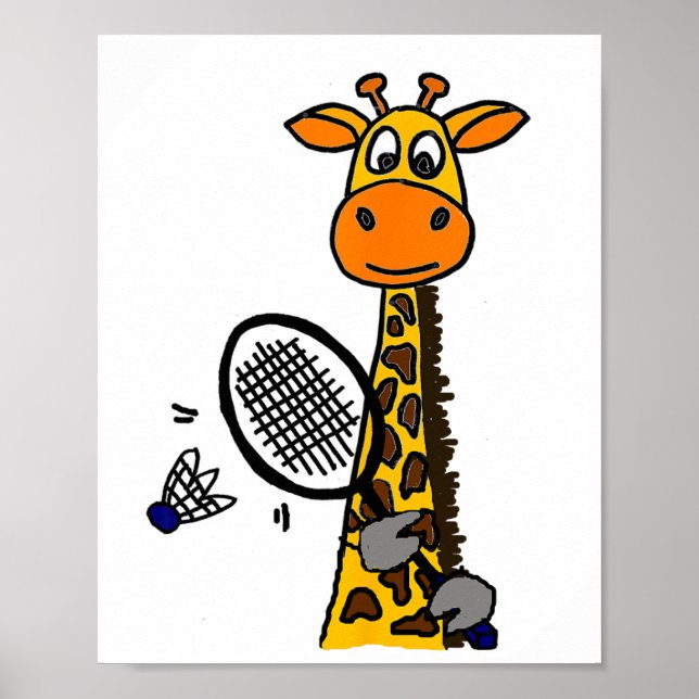 Smilemoreteesa Funny Giraffe Playing Badminton Car Poster (Front)