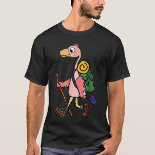 Smilenowtees Cute Pink Flamingo Hiking T-Shirt