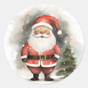 Smiles and Joy: Black Santa Edition Classic Round Sticker