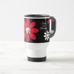 Smiles are Blooming Cute Dog Red Flower Travel Mug