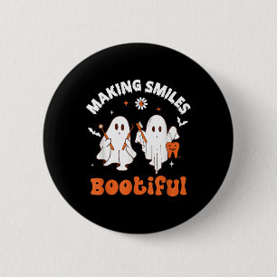 Smiles Bootiful Funny Ghost Dentist Halloween Dent 6 Cm Round Badge