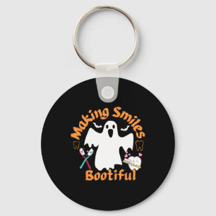 Smiles Bootiful Funny Ghost Dentist Halloween Dent Key Ring