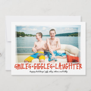 Smiles * Giggles * Laughter with Back Photo Holiday Card