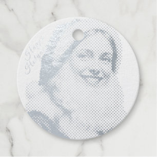 Smiles Lady has Santa Claus' costume Favour Tags