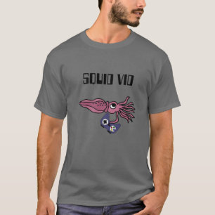 Smilesanim Funny Purple Squid Playing Video Game C T-Shirt