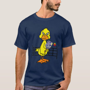 Smilessports Funny Yellow Duck Playing Pickleball T-Shirt