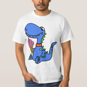 Smiletalotteesa Funny Blue Dinosaur eating Ice Cre T-Shirt