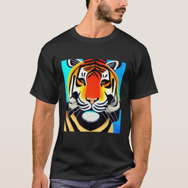 Smileteesanim  Cool Tiger Cubism Art T-Shirt (Front)