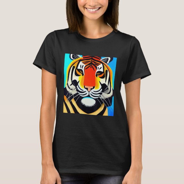 Smileteesanim  Cool Tiger Cubism Art T-Shirt (Front)