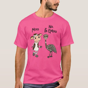 Smileteesanim Cow And Emu Bird Moo Pun T-Shirt