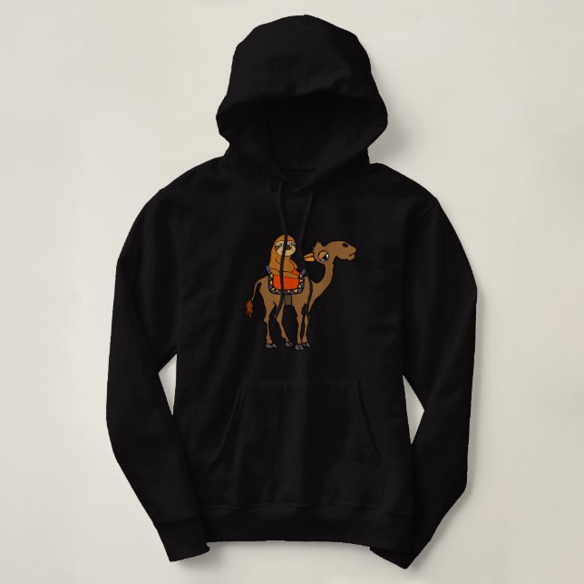 SmileteesAnim Funny Sloth Riding Camel Cartoon  Hoodie (Design Front)