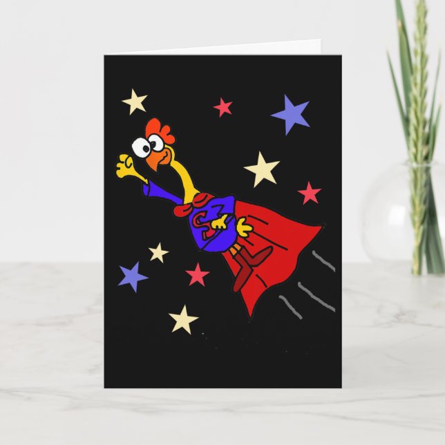 Smileteesfunny Funny Rubber Chicken Flying Superhe Card (Front)