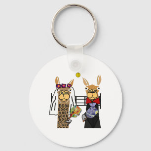 Smileteessports Fun Llama Bride And Groom Pickleba Key Ring