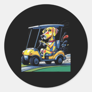 Smileteessports Funny Yellow Lab Dog Driving Golf  Classic Round Sticker